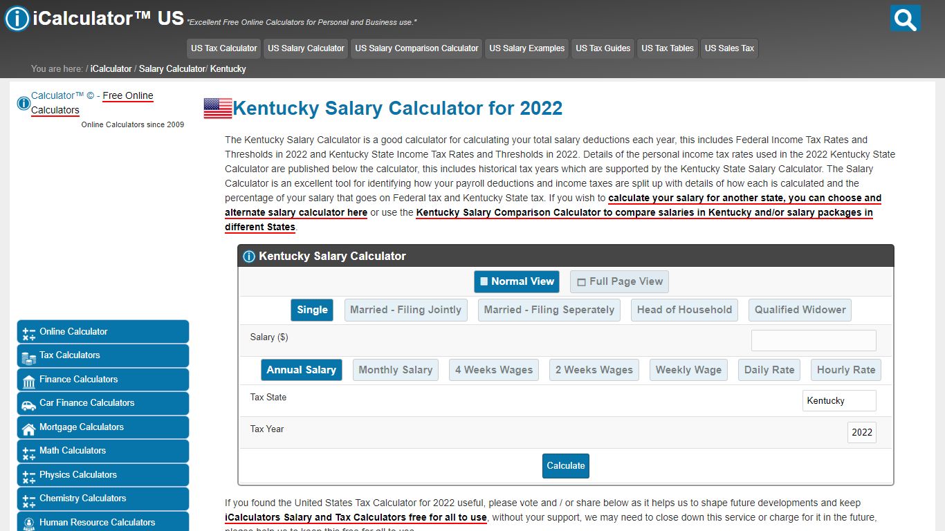 Kentucky Salary Calculator 2022 | iCalculator™